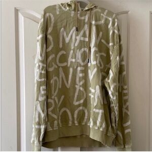 Zara Olive Graphic Hoodie Sweater. Size 42